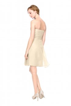 Short Strapless Organza Dress with Ruched Waist Style F14335