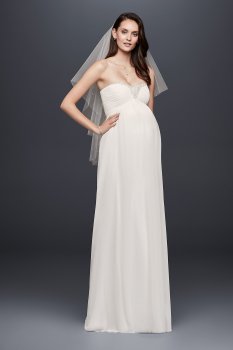 New Elegant Flowy and Flattering Long Strapless Sweetheart Neckline Maternity Dress Style WG3882