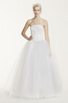 Extra Length Tulle Ball Gown with Beaded Bodice Style 4XLNT8017