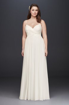 Plus Size Long A-line Chiffon Wedding Dress Style 9WG3856
