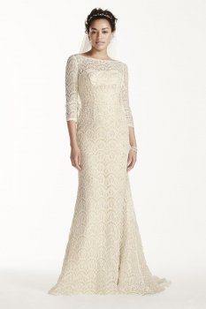 Beaded Lace 3/4 Sleeved Wedding Dress Style CWG711