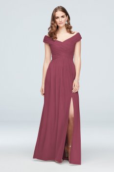 A-line Long Off the Shoulder Mesh Bridesmaid Gown Style F19951
