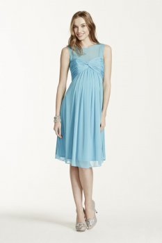 Short Mesh Maternity Dress with Illusion Neckline Style F15725